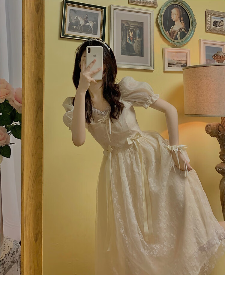 奶fufu连衣裙 柳亭鱼/温柔风连衣裙茶系奶甜质感高级感奶fufu裙子仙女