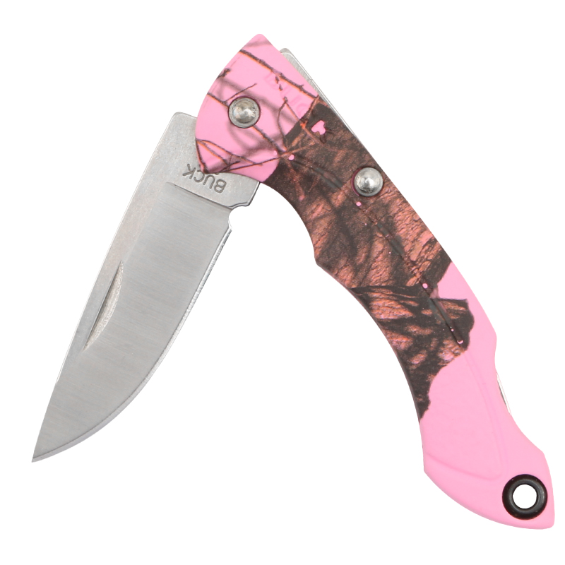 buck巴克美国原装进口折叠刀袖珍便携粉色热塑性塑料手柄420钢材刃
