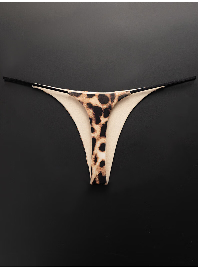 豹纹丁字裤女性感t裤低腰大码tba细带一根线少女迷彩 绿叶 m【图片