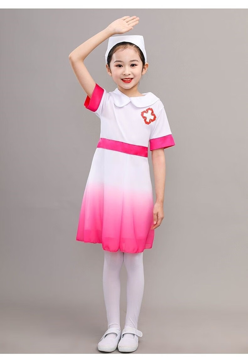 六一儿童演出服主题防护士舞蹈舞台表演服装疫情白衣天使医生 天蓝色