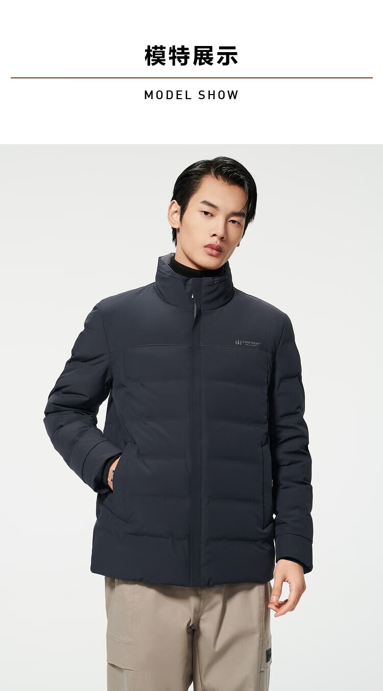 hla海澜之家羽绒服男立领短款白鸭绒利落舒适保暖外套男hwraj4d075a