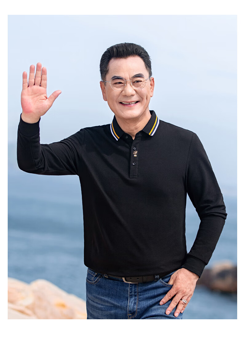 老爷车纯棉爸爸装长袖t恤男秋季薄款体恤衫中老年男装秋装上衣中年