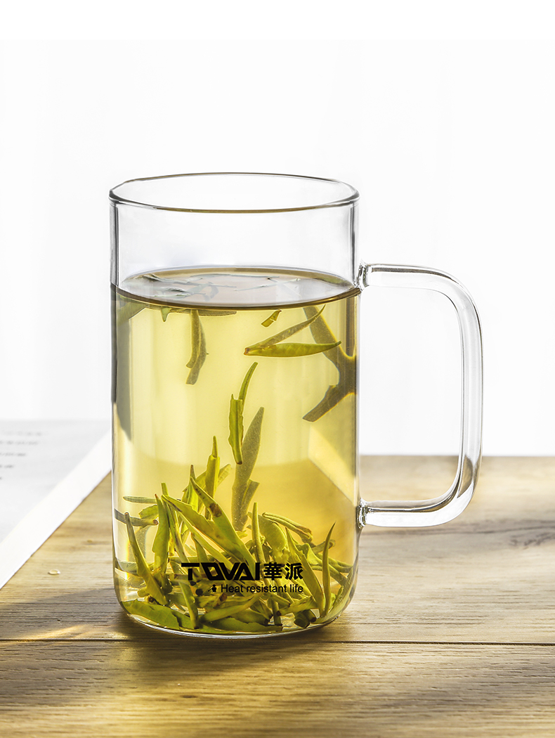 雅派带手把玻璃杯泡茶杯品茗杯高硼硅喝茶玻璃杯子办公室茶杯水杯玻璃