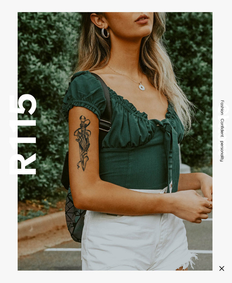 纹身贴洗不掉纹身贴花臂灵魂之刃鬼刀草本果汁纹身贴逼真刺青色半不