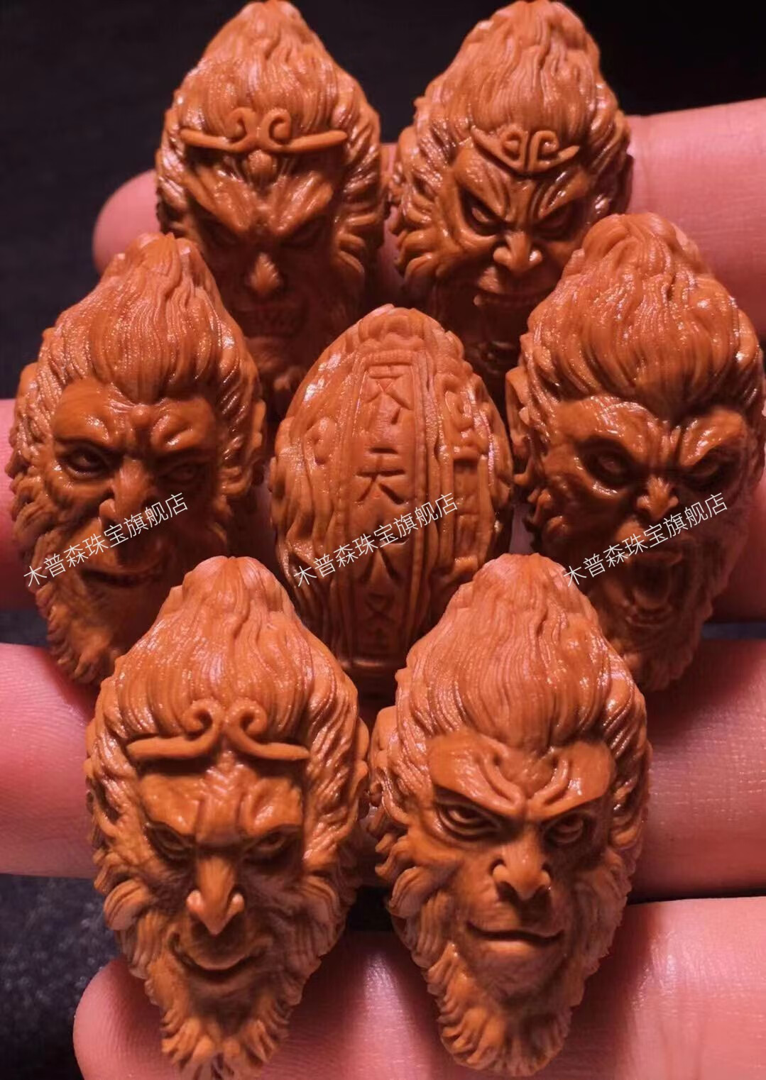 木普森天然橄榄核雕刻手串齐天大圣民族风南工老油核男原创设计精品