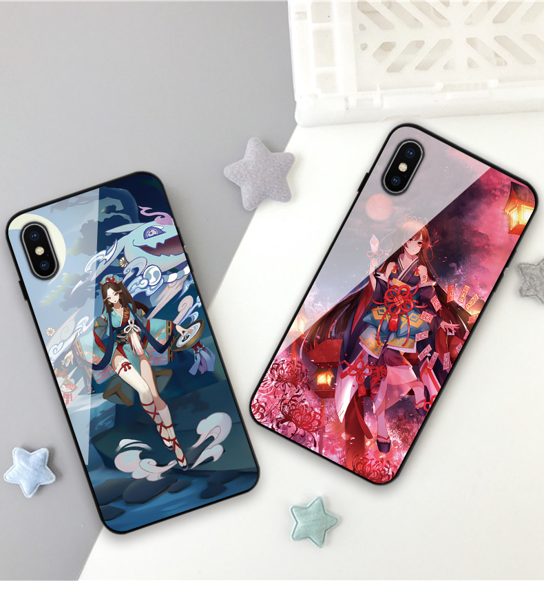 阴阳师苹果11手机壳鬼切iphone8plus玻璃xr潮个性xsmax创意8小米oppo