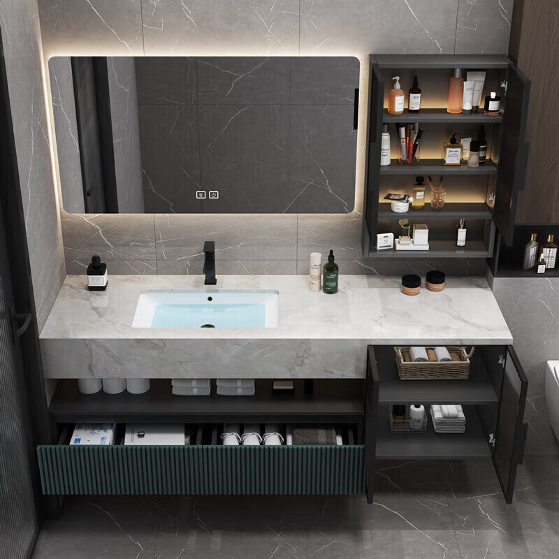 toto日本卫浴岩板一体盆浴室柜现代简约洗手台轻奢智能镜柜洗漱池洗脸