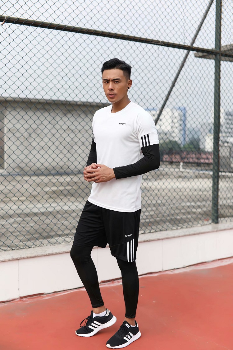 男跑步休闲运动服宽松足球服套装男速干晨跑新灰色l码175180cm135155