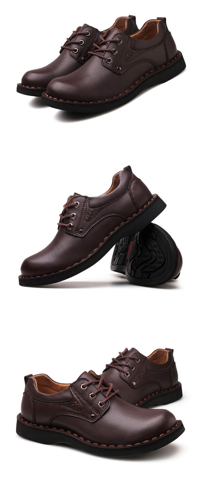 西域骆驼工装鞋男大头鞋男士皮鞋户外休闲鞋子潮流百搭系带低帮马丁鞋