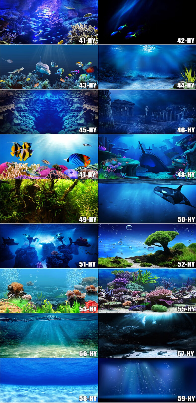 鱼缸背景纸3d立体高清图画壁纸水族箱贴纸壁画海景5d造景装饰静电60长