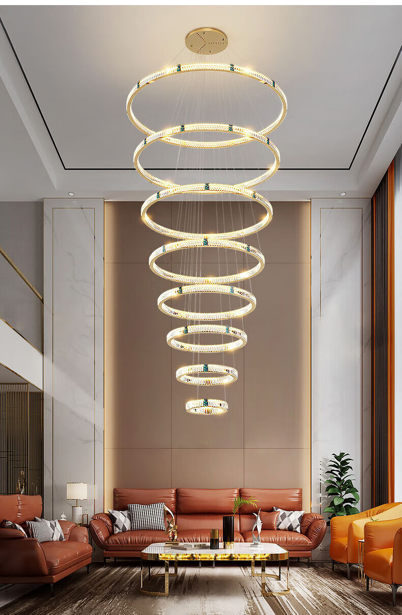 asnaghi后现代轻奢水晶吊灯客厅吊灯酒店别墅复式楼挑空层吊灯楼梯