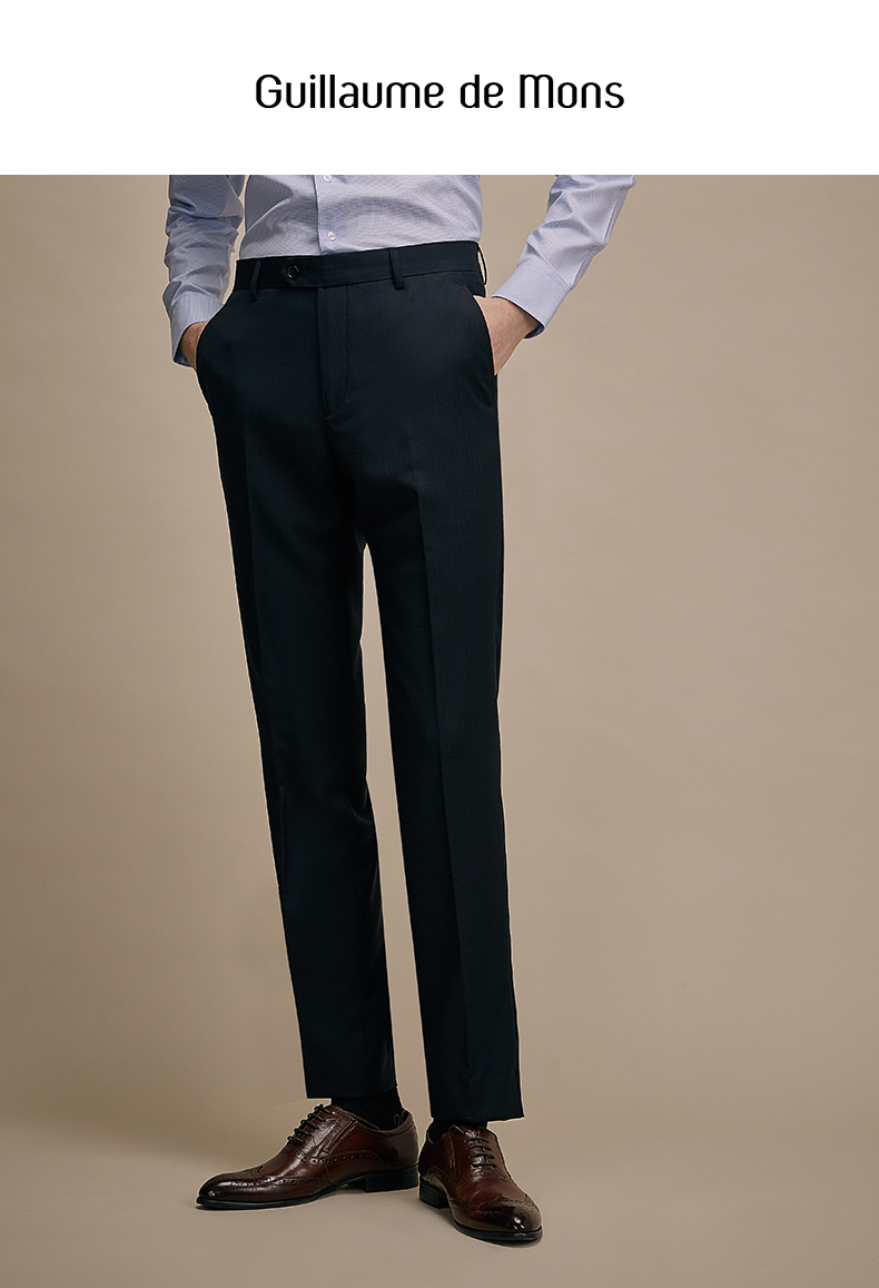 羊毛西裤男商务休闲正装宴会结婚男西裤藏青色28