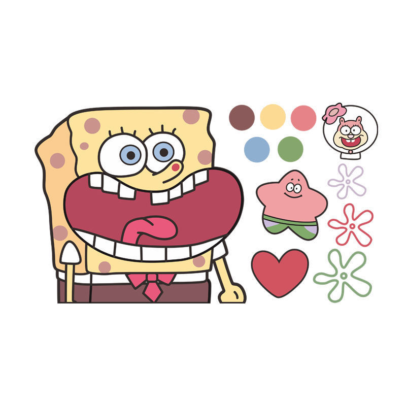 海绵宝宝派大星电动车贴纸雅迪九号台铃卡通趣味车贴划痕遮挡贴画