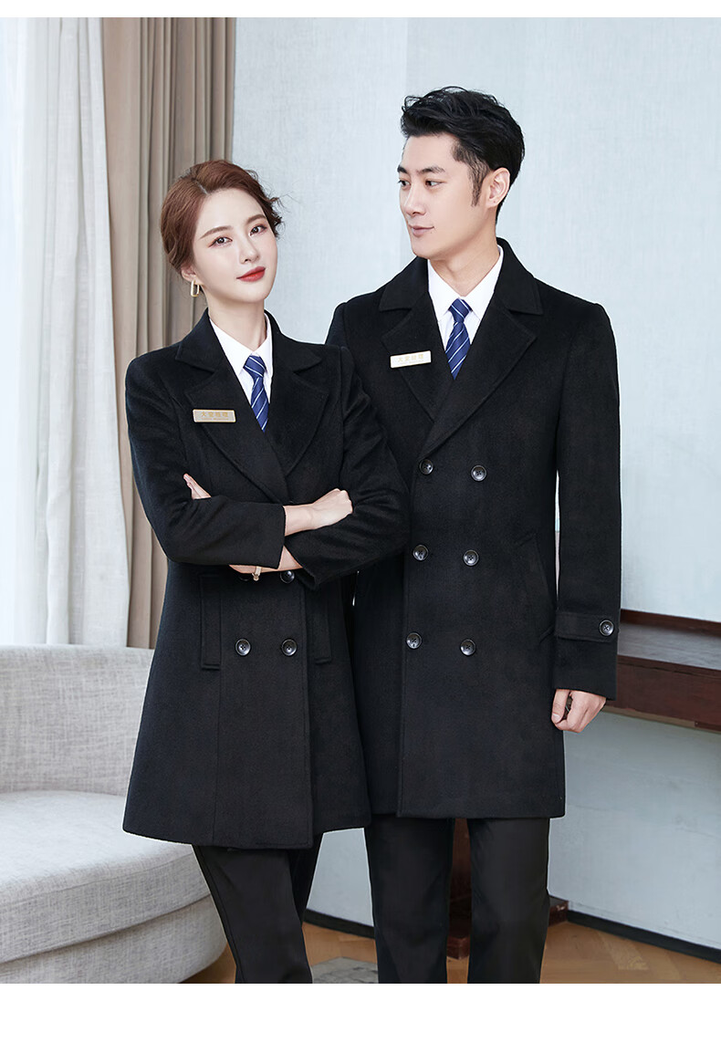 恒源祥风衣式呢大衣男羊毛呢职业装银行工作服酒店前台呢子大衣中长款