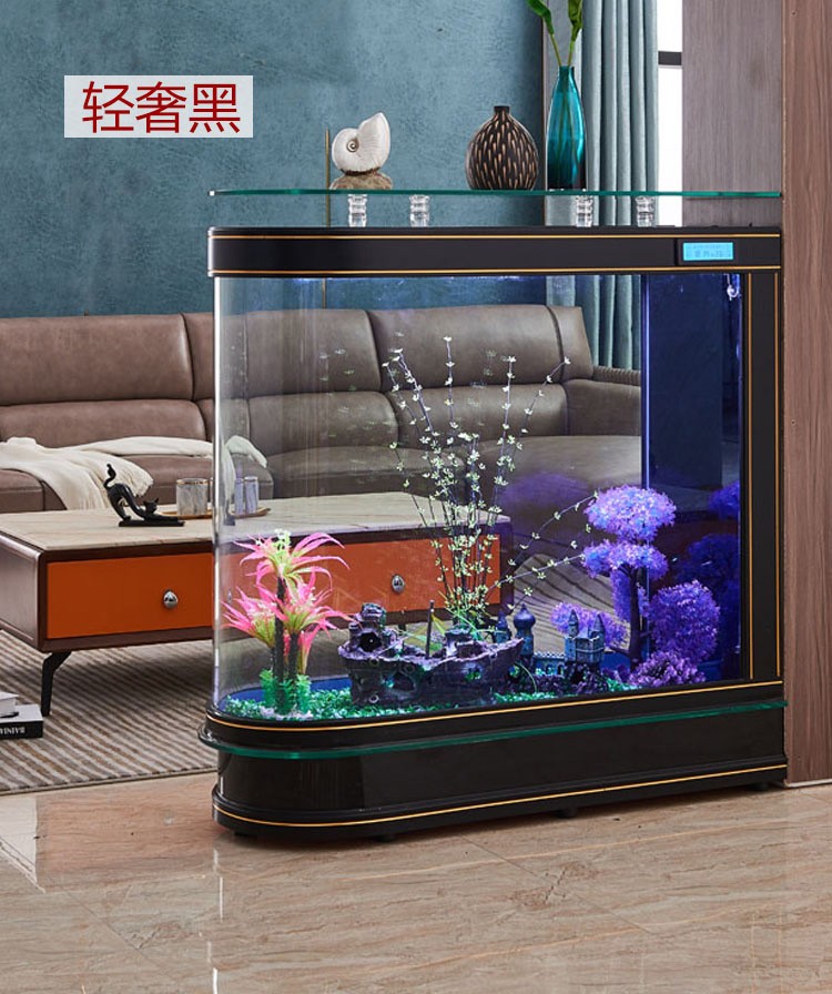 (送货入户)一米阳光 子弹头鱼缸水族箱客厅家用屏风隔断玻璃金鱼缸