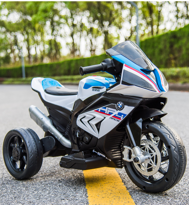 贝瑞佳正版授权宝马儿童电动车可坐人电动越野摩托车宝宝玩具车三轮车