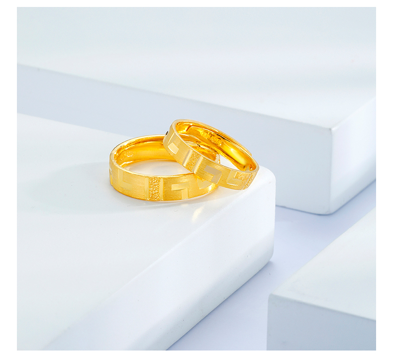 母亲节礼物金至尊黄金戒指情侣对戒幸福相守999足金婚戒男女款结婚按