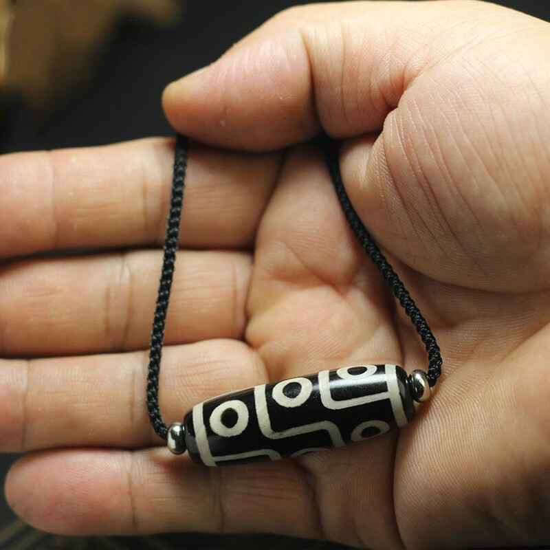 微韵 西藏九眼天珠横穿挂绳 锁骨项链老九眼天珠 男女情侣锁骨项链