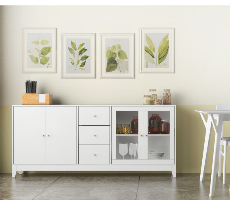 迪斯普麦北欧风格简约餐厅备餐桌储物柜超窄款30cm超薄小型迷你白色餐