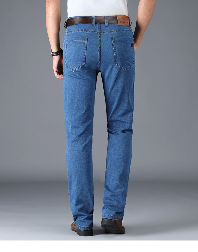 花花公子官方旗舰店2019春秋新品莫代尔浅色超薄牛仔裤男夏季薄款直筒