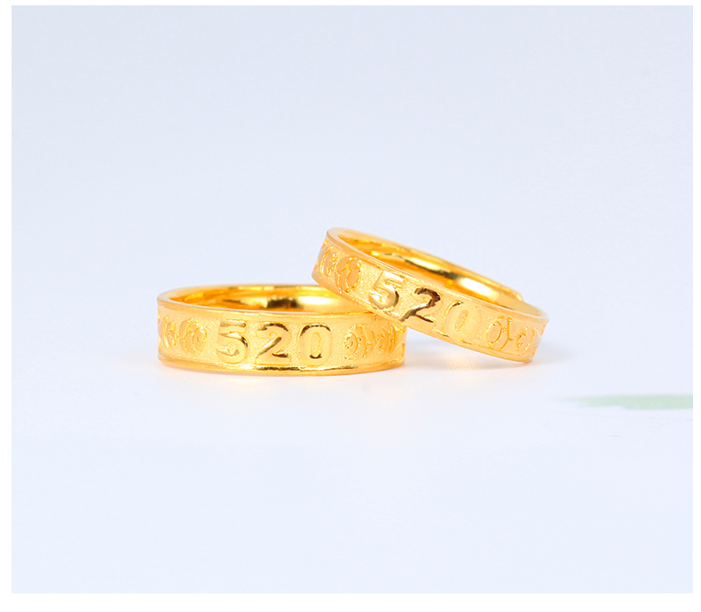 老鳯祥同款珠宝 黄金戒指男女金戒指足金999纯金戒指侣一对戒新款520