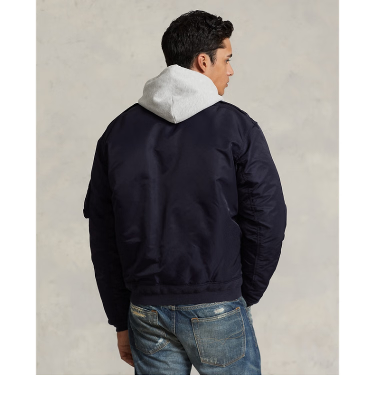 22年秋斜纹布羽绒飞行员夹克rl15963 410-海军蓝 s【图片 价格 品牌