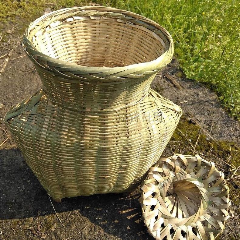 背篓竹编鱼篓黄鳝笼鱼护巴篓鳝鱼青蛙螃蟹田鸡单肩背篓竹制品 小号加