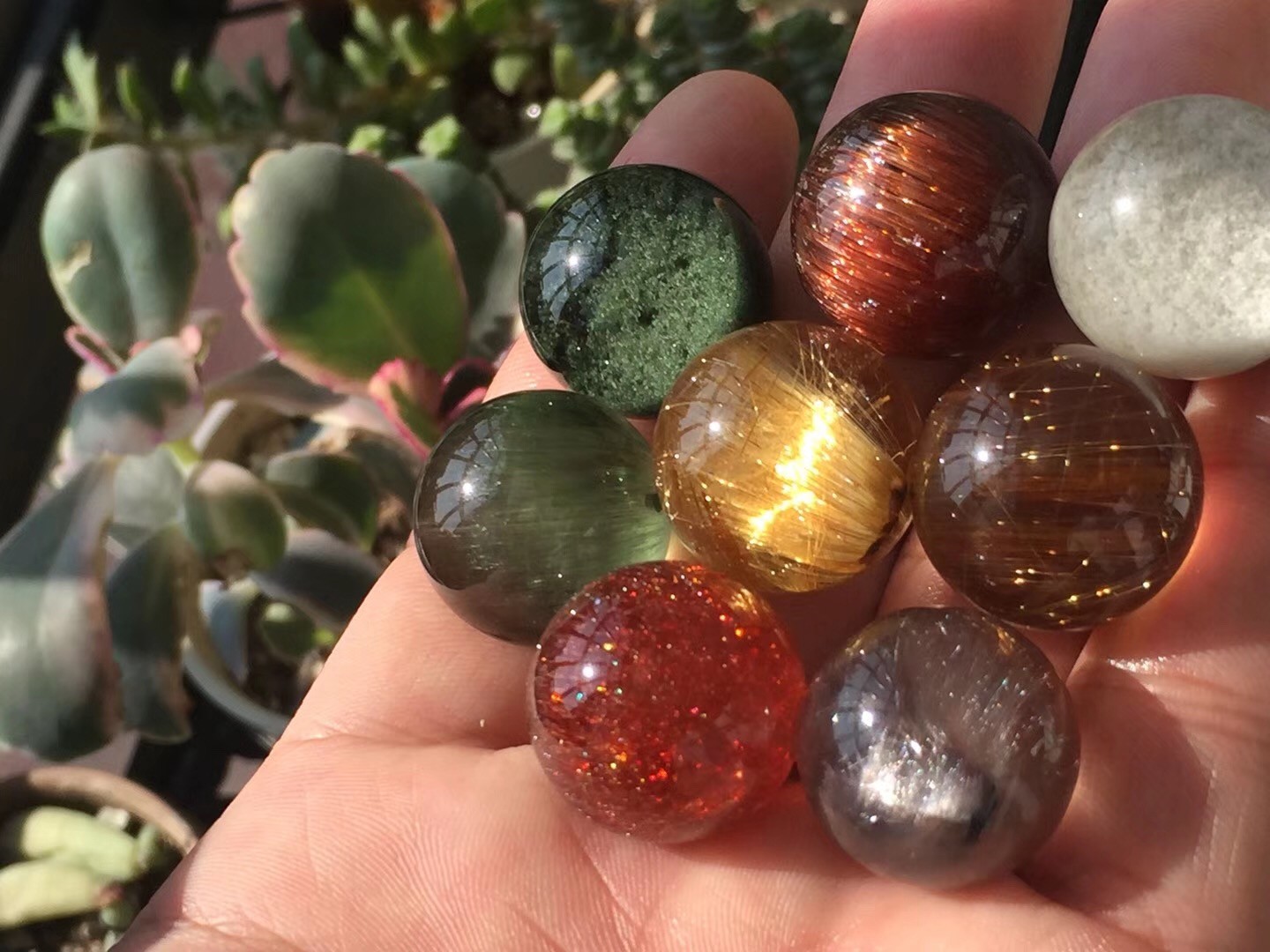 跨年特价微韵天然巴西绿幽灵单珠聚宝盆招财转运多宝手链水晶配珠diy