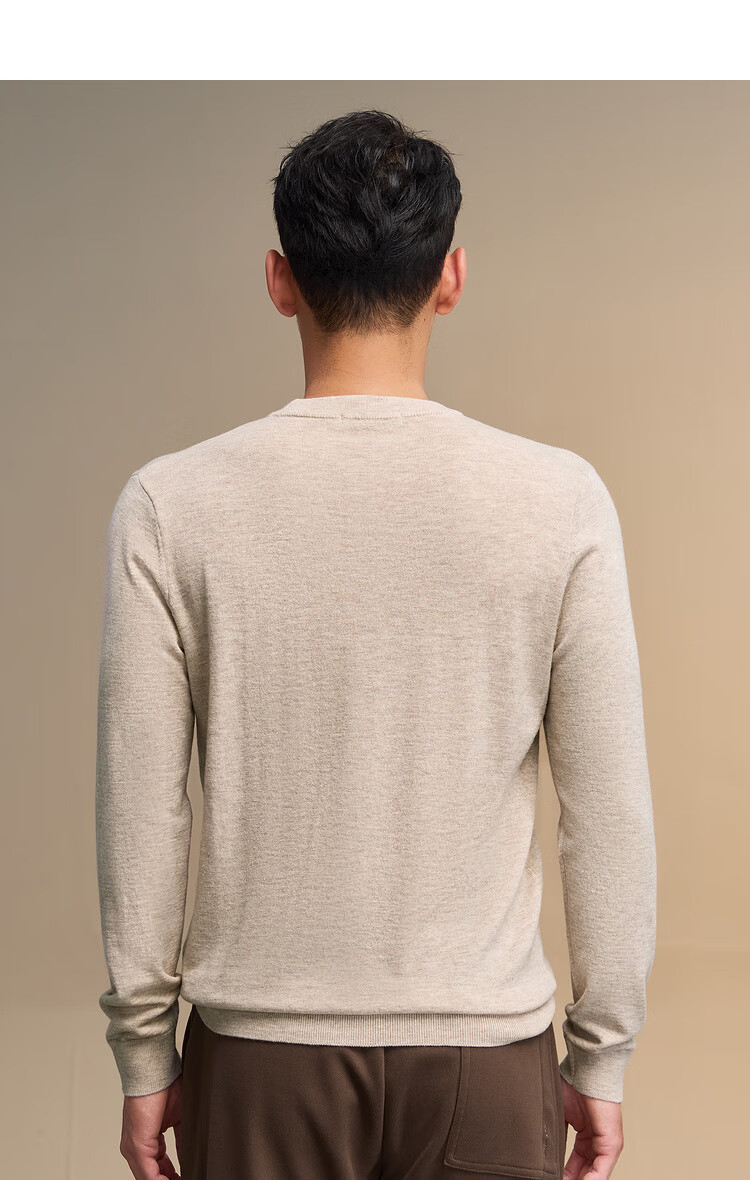 HLA Long-Sleeve Knit Sweater for Men, Lightweight Business Pure Wool Thermal Undershirt for Winter 12