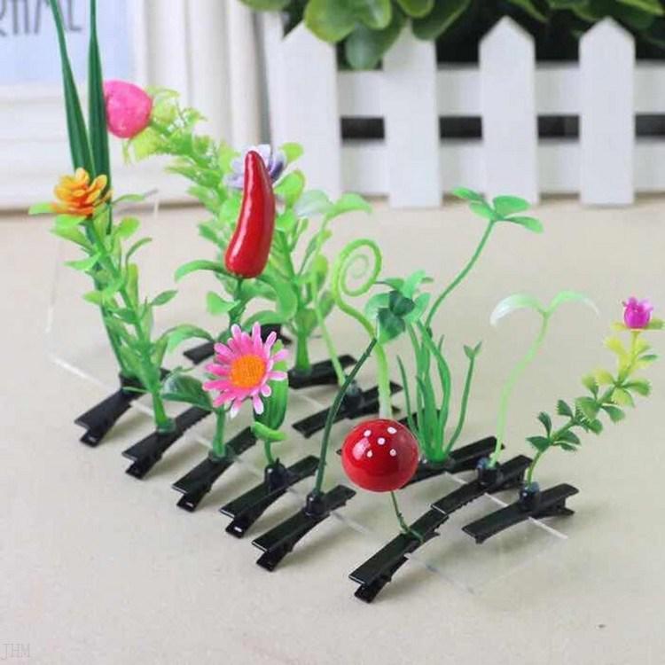 抖音热门小草发夹小草发夹小草发卡小草头饰小发卡头上长草直播搞怪