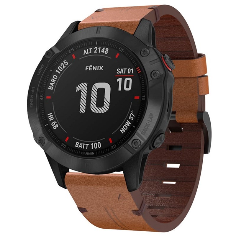 garmin佳明fenix5/6xpro飞耐时3/hr/935/945真皮手表带 棕色快拆皮