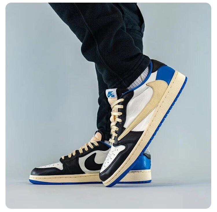 【旗舰官方店】airjordanaj1ts藤原浩闪电倒钩低帮黑白蓝休闲鞋 nike