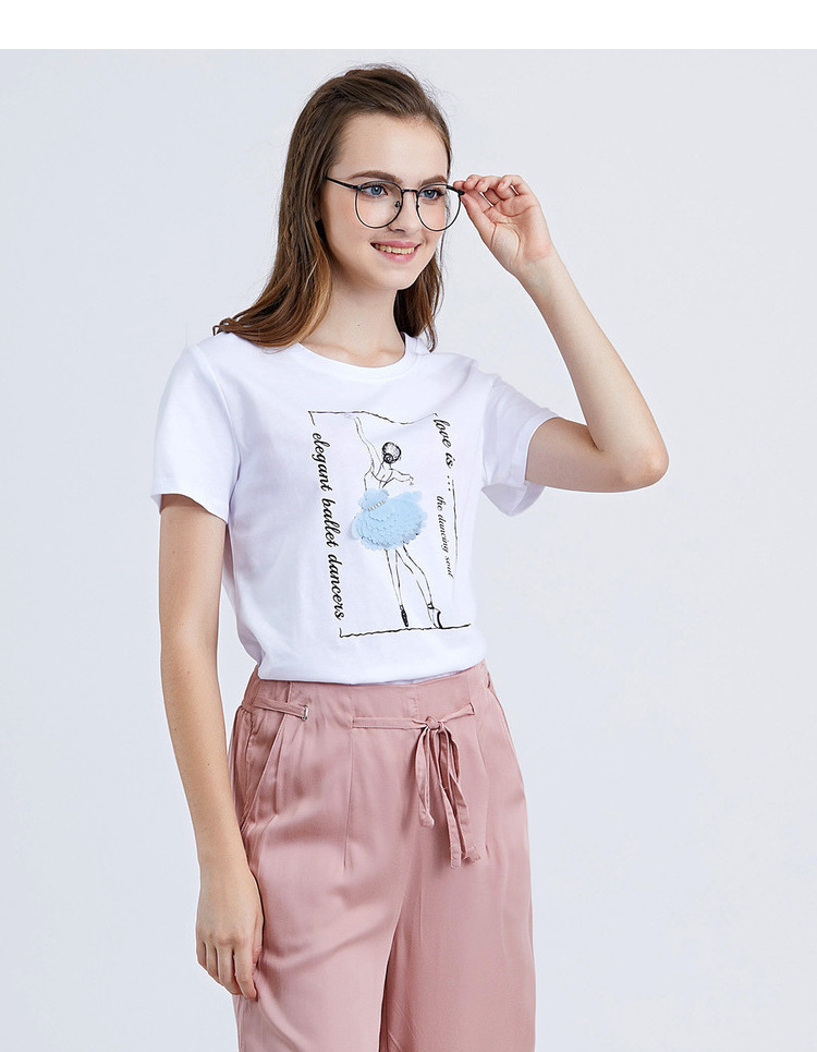 真维斯短袖t恤女夏装新款女士纯棉圆领体恤韩版女装上衣 紫蓝色8549 l