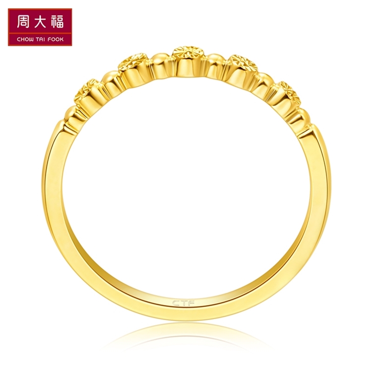 周大福 shimmer微光系列 简约时尚 18k金彩金戒指 e124861 10号 1380