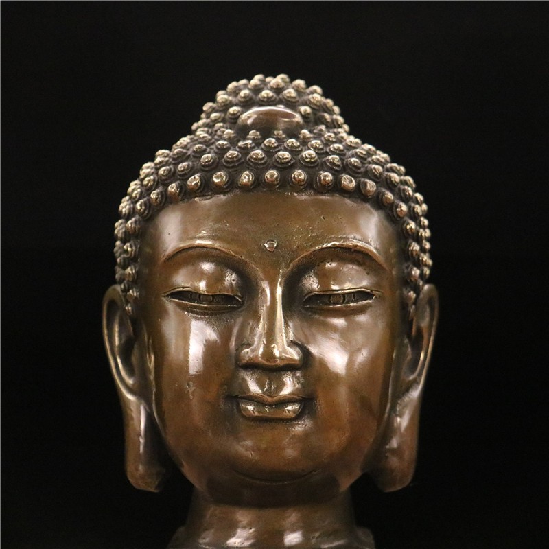 佛光普照印人物桌面摆件 仿古佛释迦摩尼佛头客厅家居装 佛头印重2