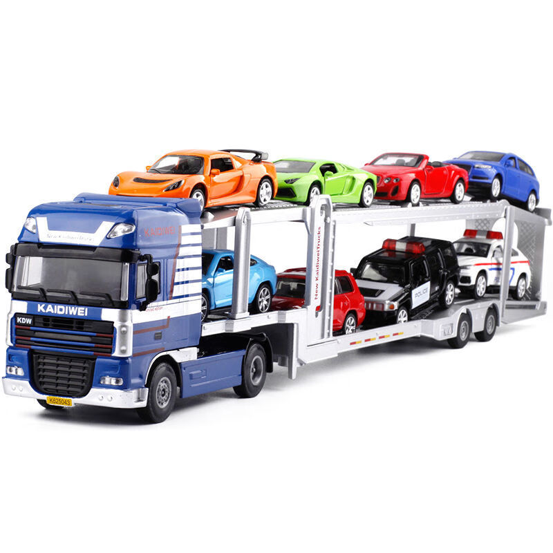 金属仿真汽车双层运输车全合金工程车轿运车挂车儿童玩具车送儿童生日