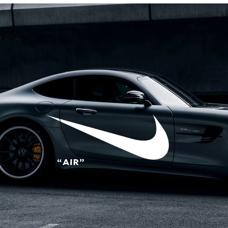 耐克潮牌车贴个性文字nike大勾装饰 汽车贴纸遮挡划痕贴车身拉花 进口