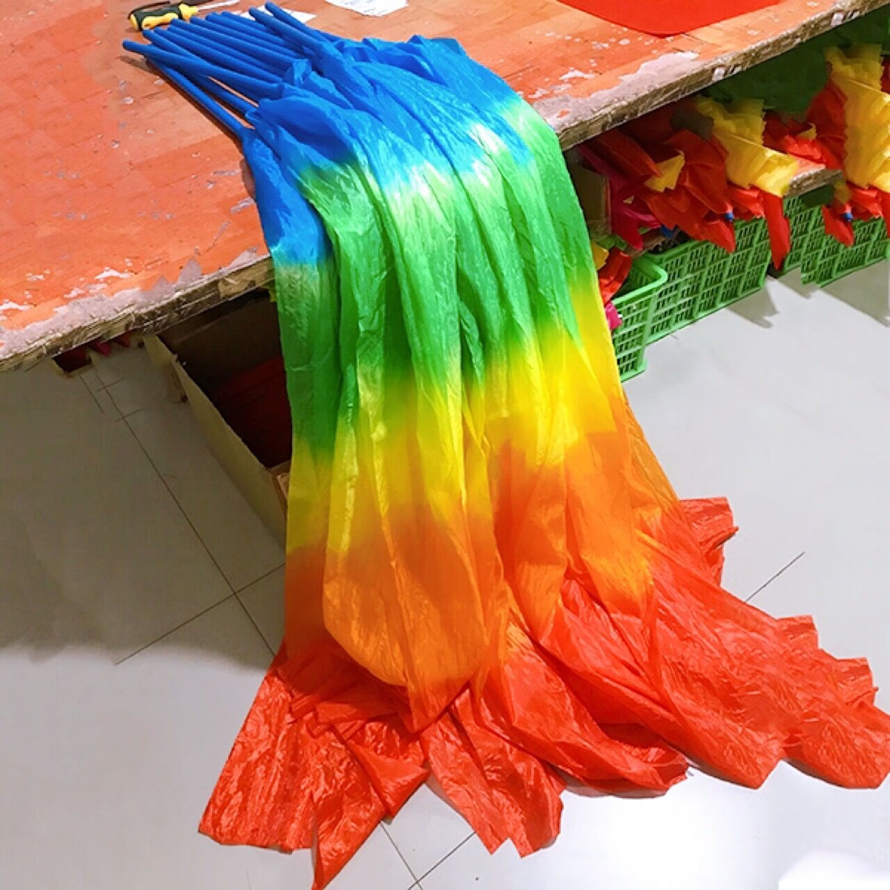 舞蹈彩绸彩带飘带带棒秧歌真丝彩绸跳舞甩绸红绸盛世鸿姿表演定制 红