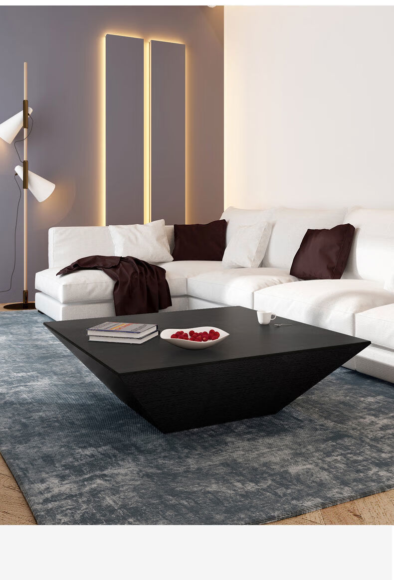 斜边茶几岩板小户型意式客厅正方形茶桌 长90*宽90*36高茶几【图片