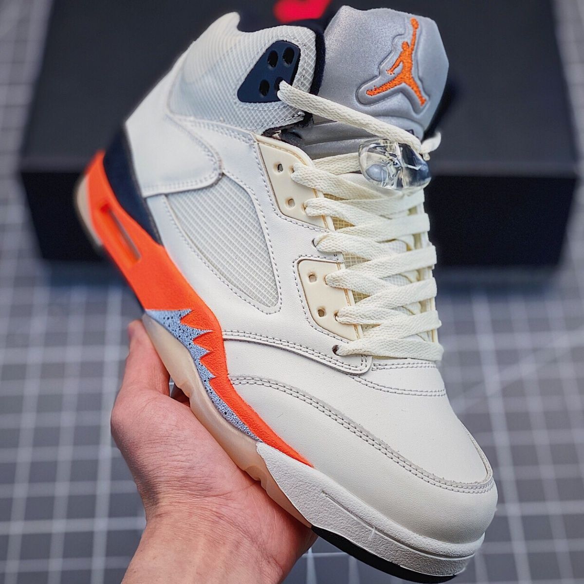 灭世纯元aj5 乔5 气垫实战aj5 运动男女跑步鞋赛车蓝薄荷绿 黑蝉翼 36