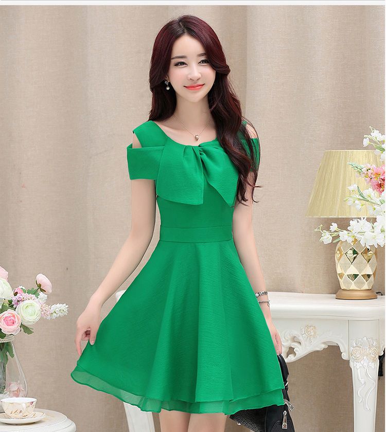 直身裙收腰连衣裙中长款直筒连衣裙夏 直筒型矮个子修身雪纺女显天