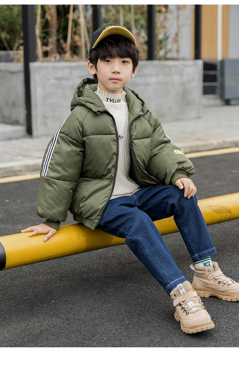 男童棉衣2020新款儿童装男孩加厚保暖羽绒棉袄中大童冬装短款外套 军