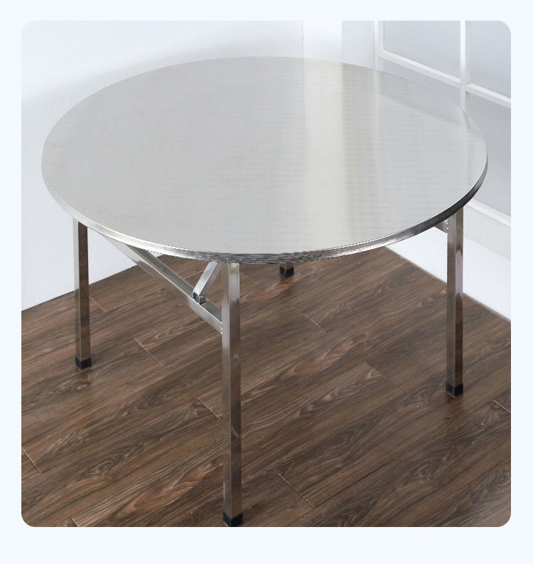 知幸不锈钢可折叠大圆桌家用12米10人吃饭桌便携圆形圆桌面餐桌桌子13