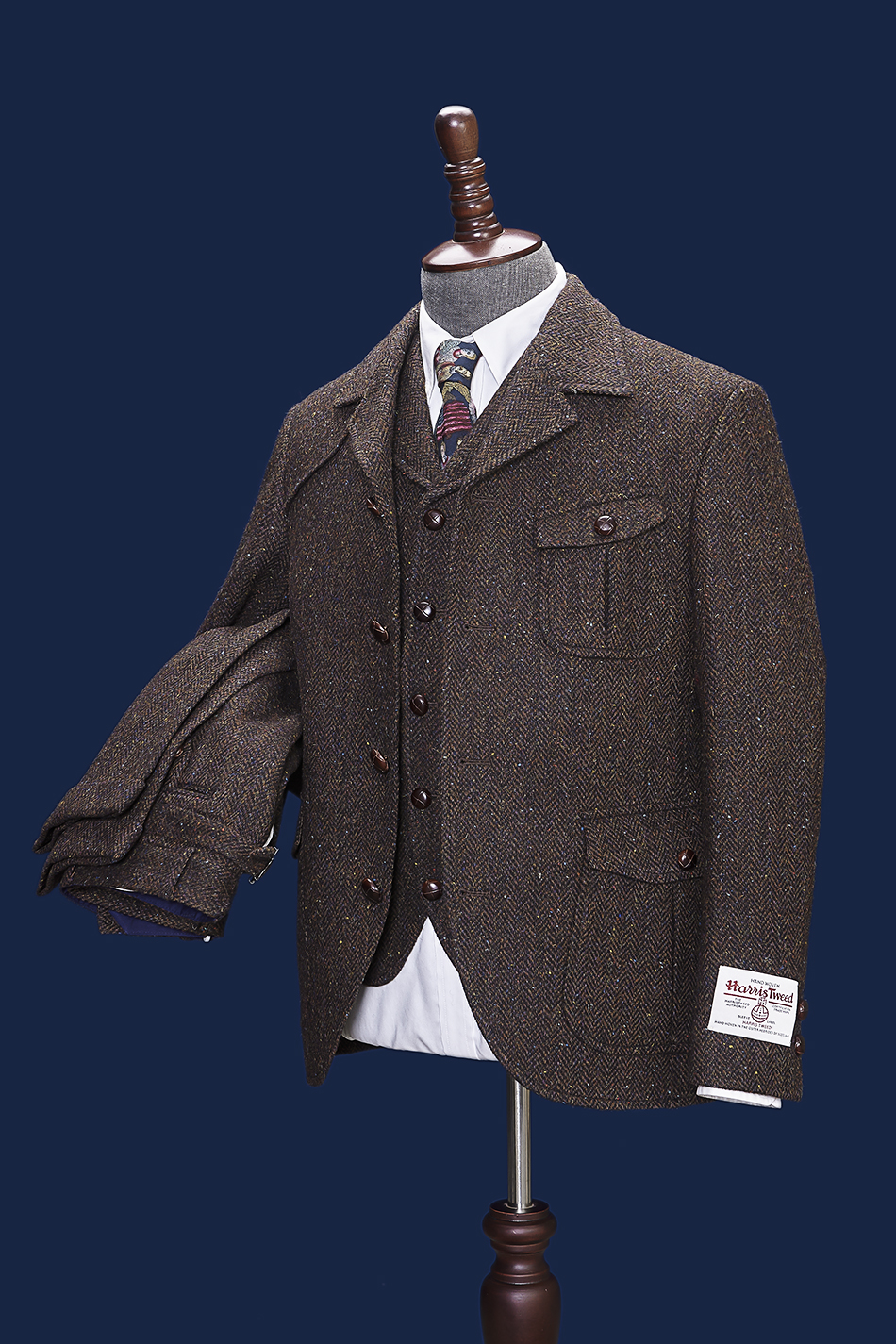 玩儿harristweed哈里斯花呢单排扣复古羊毛猎装西服外套1728c1xs44