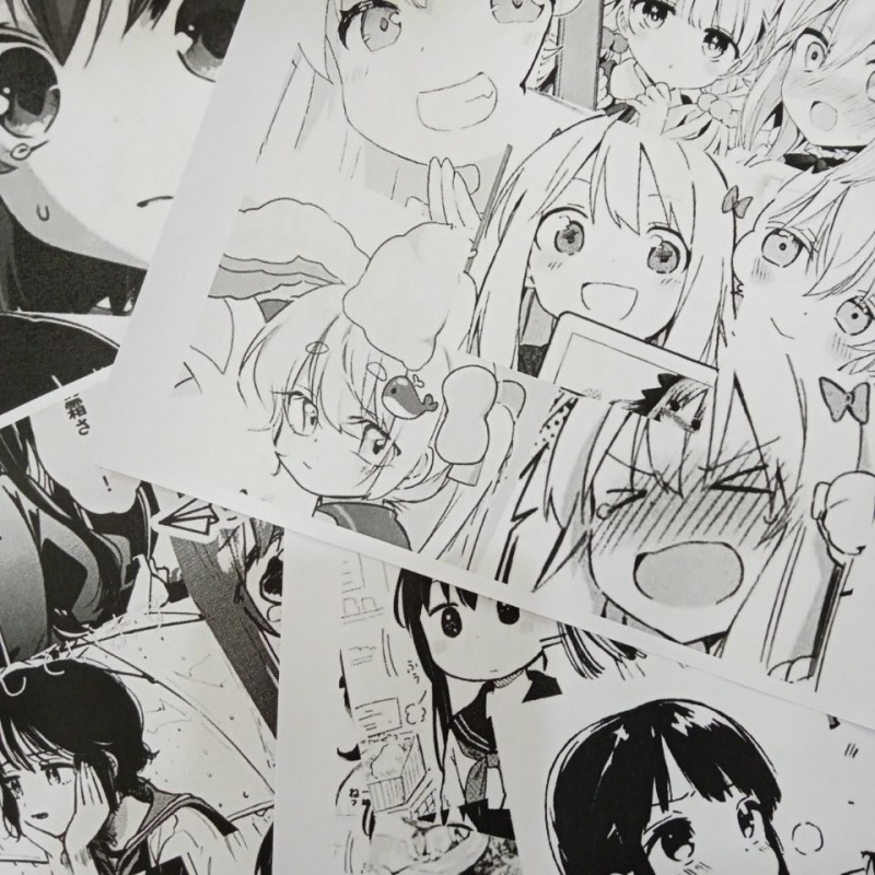 润华年动漫人物头像拼接明日可爱女生宿舍打印海报漫画a3a4高清黑白