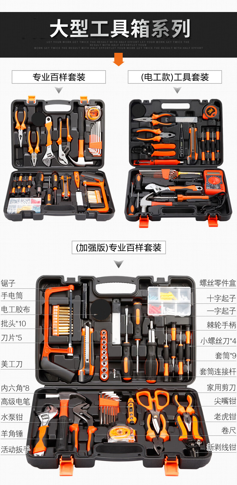 帅芒日常家用手工具套装大全五金电工专用维修多功能工具箱全套gk1