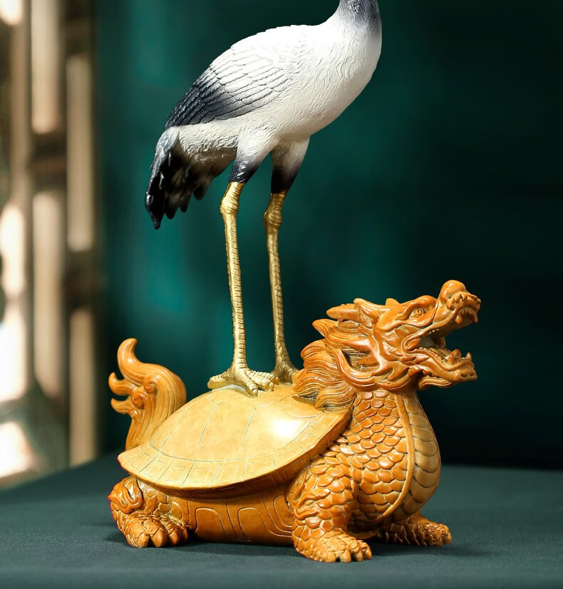 康聚如 全铜摆件《龟鹤延年》龙龟长寿家居饰品铜工艺品客厅玄关装饰