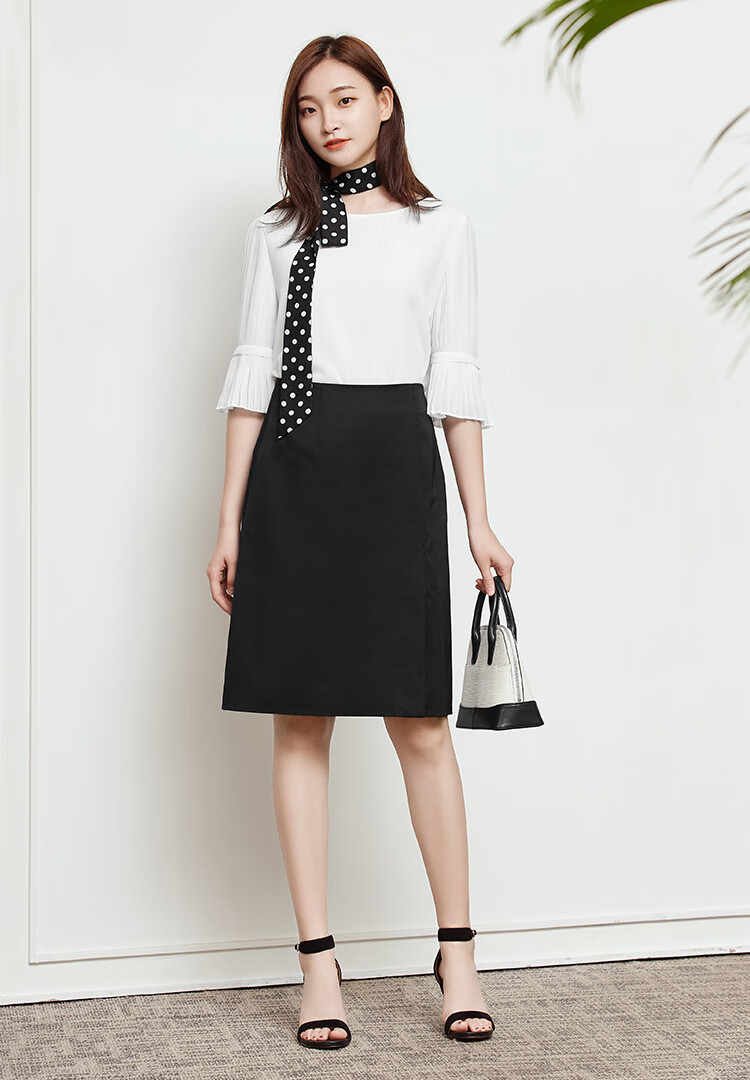 哥弟女装2020春夏新款通勤职业高腰纯色前开叉包臀裙中长裙半身裙女