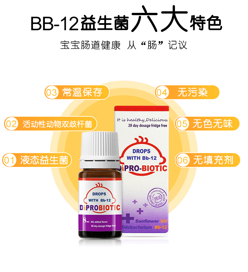 丹麦科汉森bb12益生菌双歧杆菌bb12滴剂迪辅乐dipro意大利安比宝8ml1