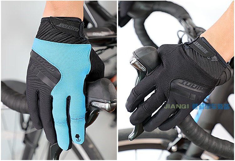 捷安特giant自行车手套长指电车摩托车全指骑行手套春秋冬季触屏 黑色